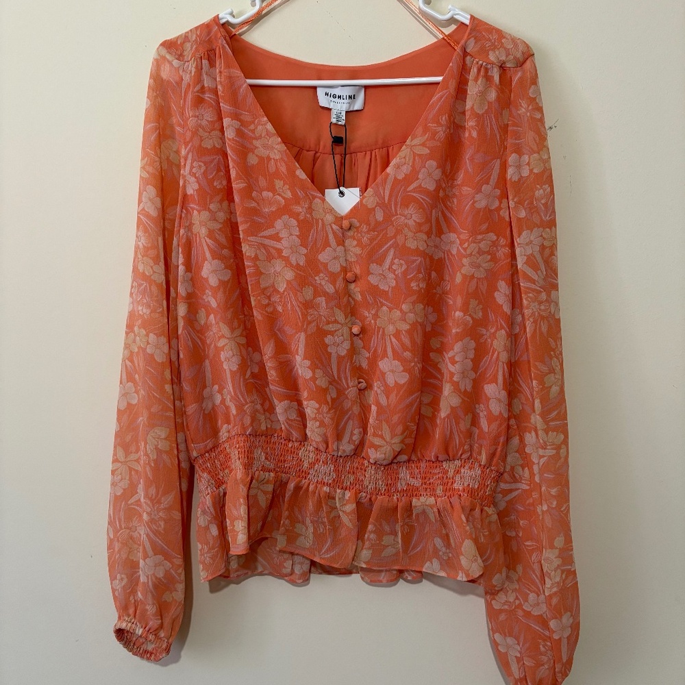 Highline Collective Floral Blouse with Ruffle Waist